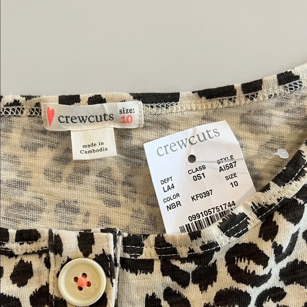 Crewcuts NEW Girls' Leopard Print Short Sleeve Romper in Black and Cream